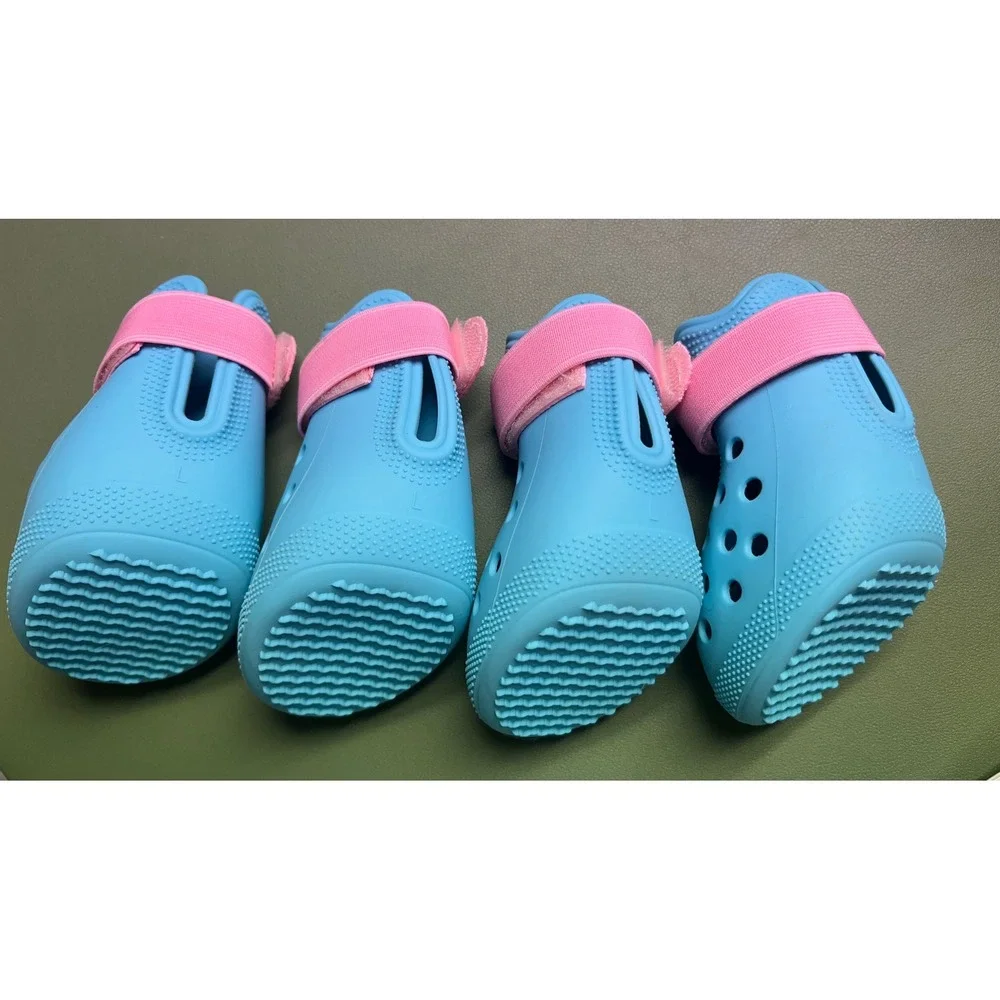 Dog Boots Shoes Large Blue & Pink Hot Pavement Rain Snow Protection Brand NEW